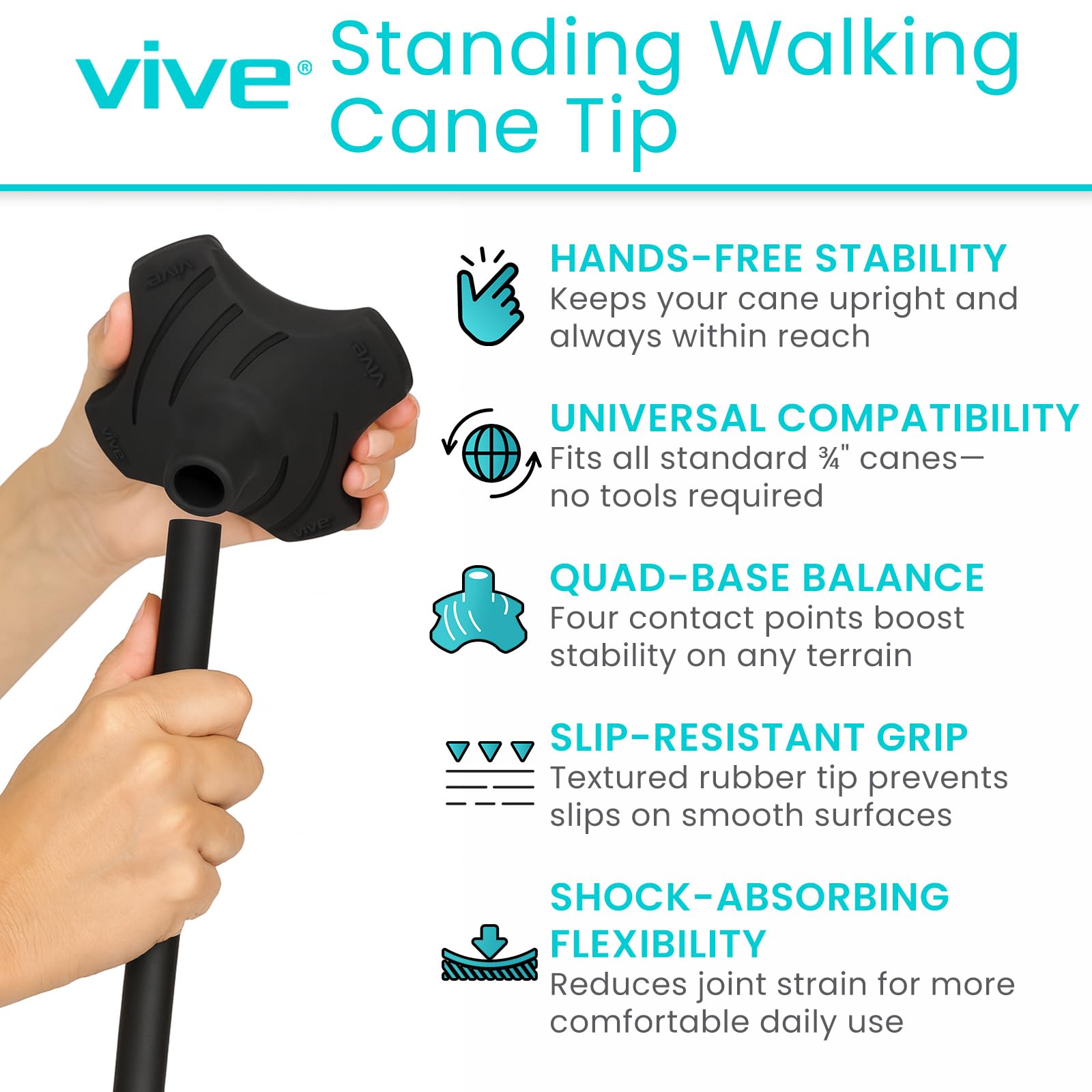 Vive punta cuádruple vista lateral que destaca el perfil bajo para paso natural