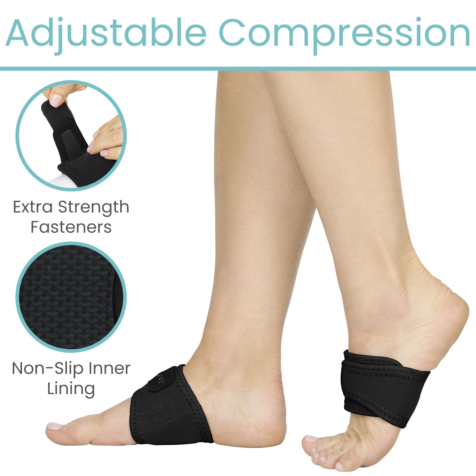 Vive soporte de arco colocado dentro de una zapatilla mostrando uso deportivo cómodo