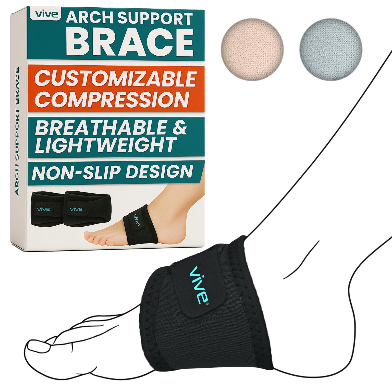 Vive soporte de arco frontal mostrando empaque y par para identificación y compra rápida