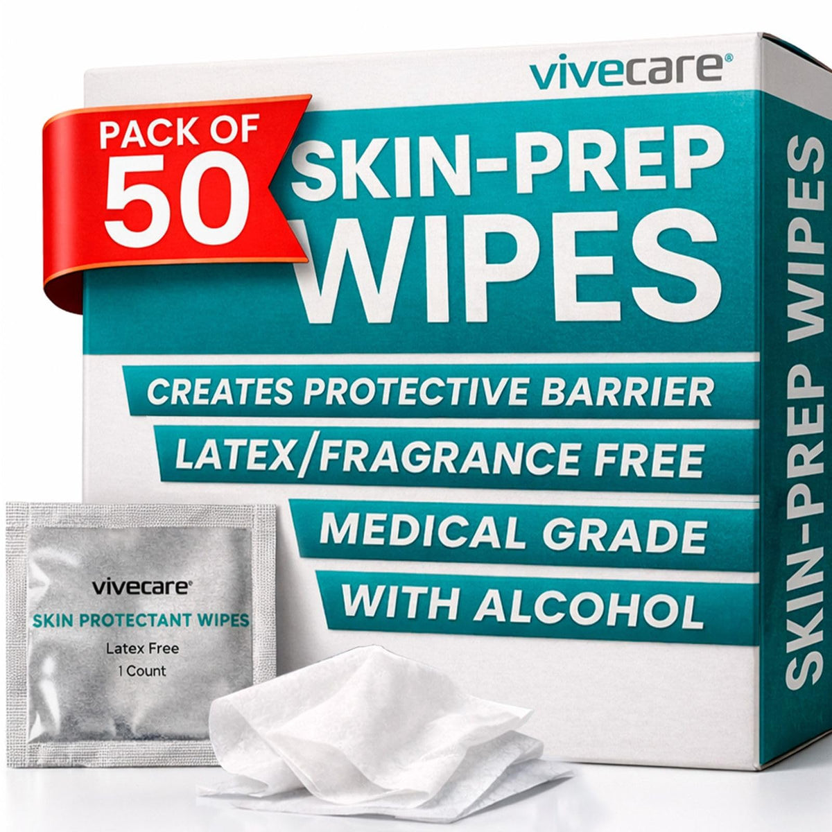Vive Care vista frontal del paquete, presenta protección y cantidad