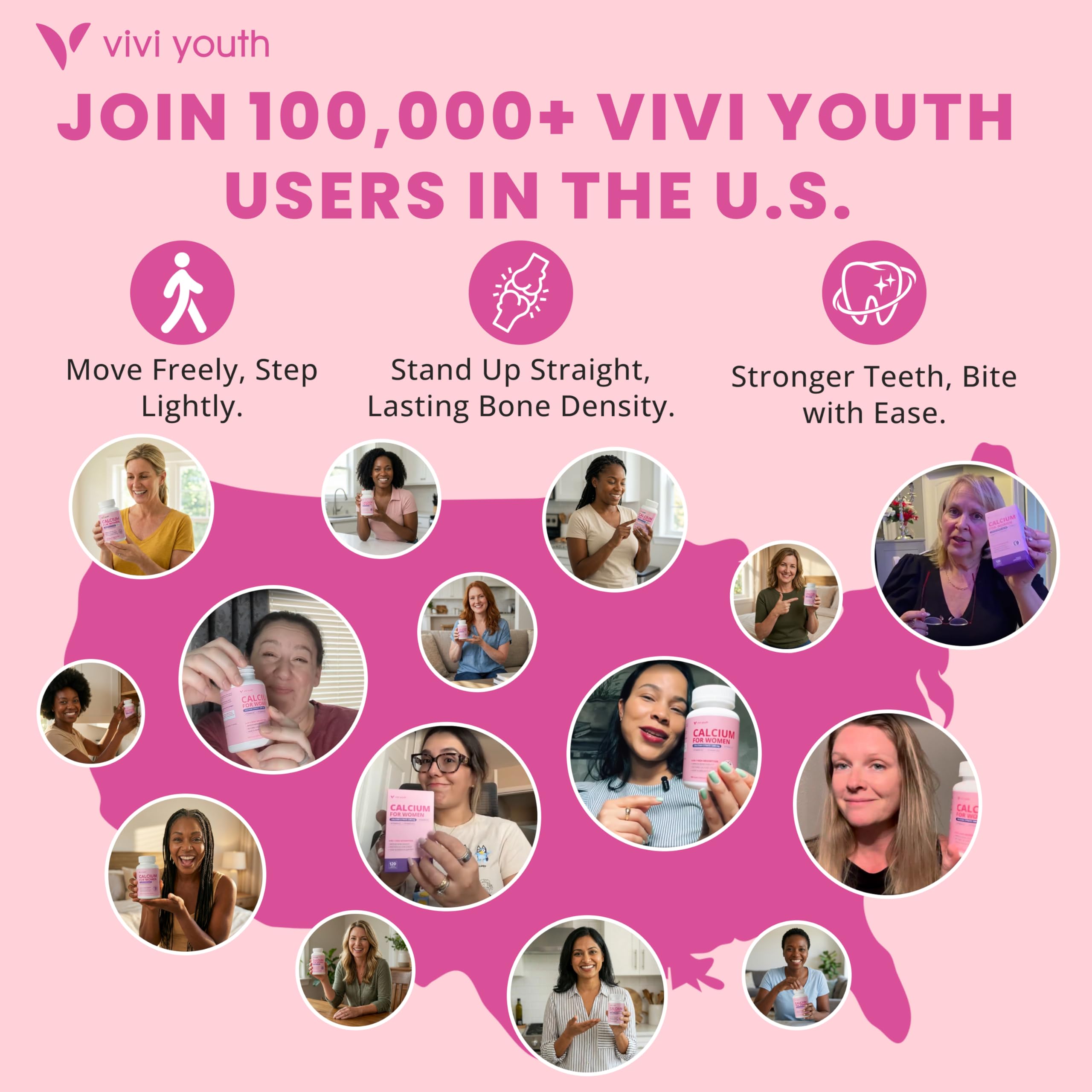 VIVI Youth mujer tomando cápsula por la mañana, uso sencillo diario