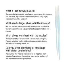 Etiqueta de talla Vivian Lou M mostrando ajuste preciso para US 8-9.5