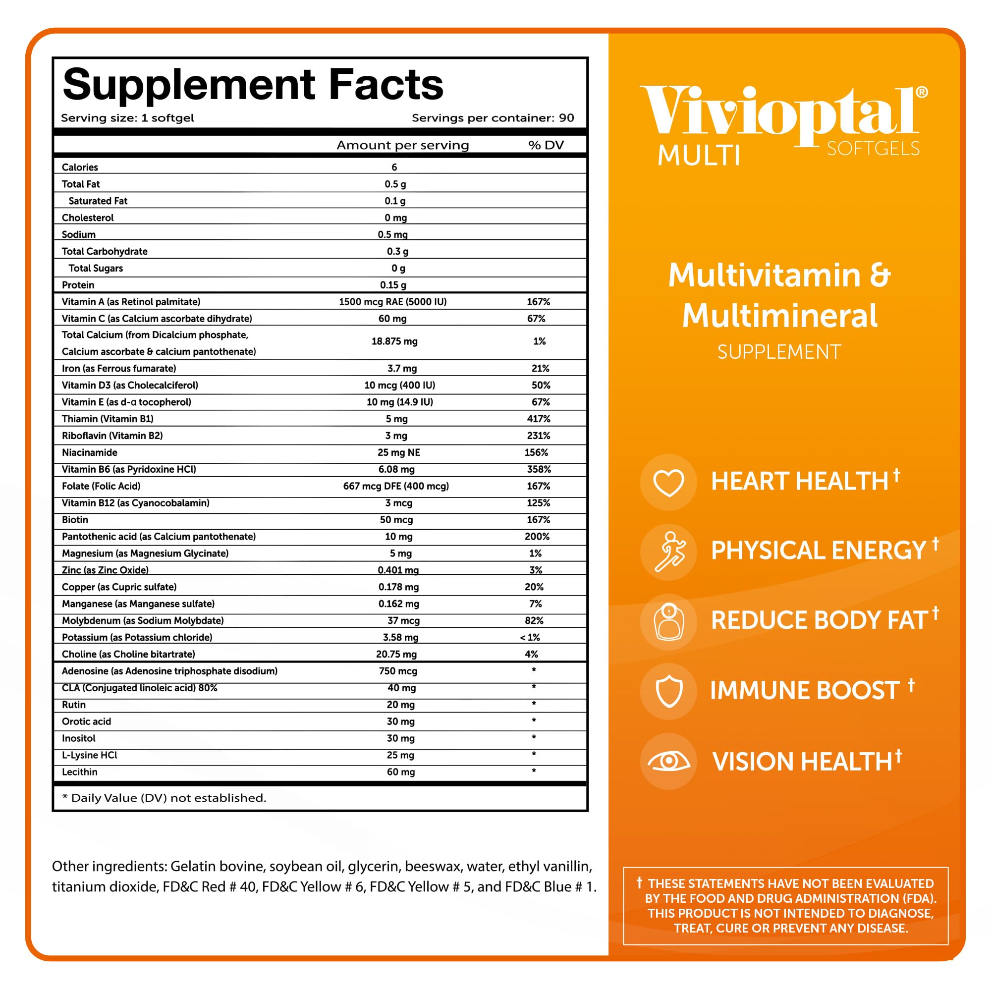 Vivioptal Vitamins etiqueta con información nutricional clara y dosificación