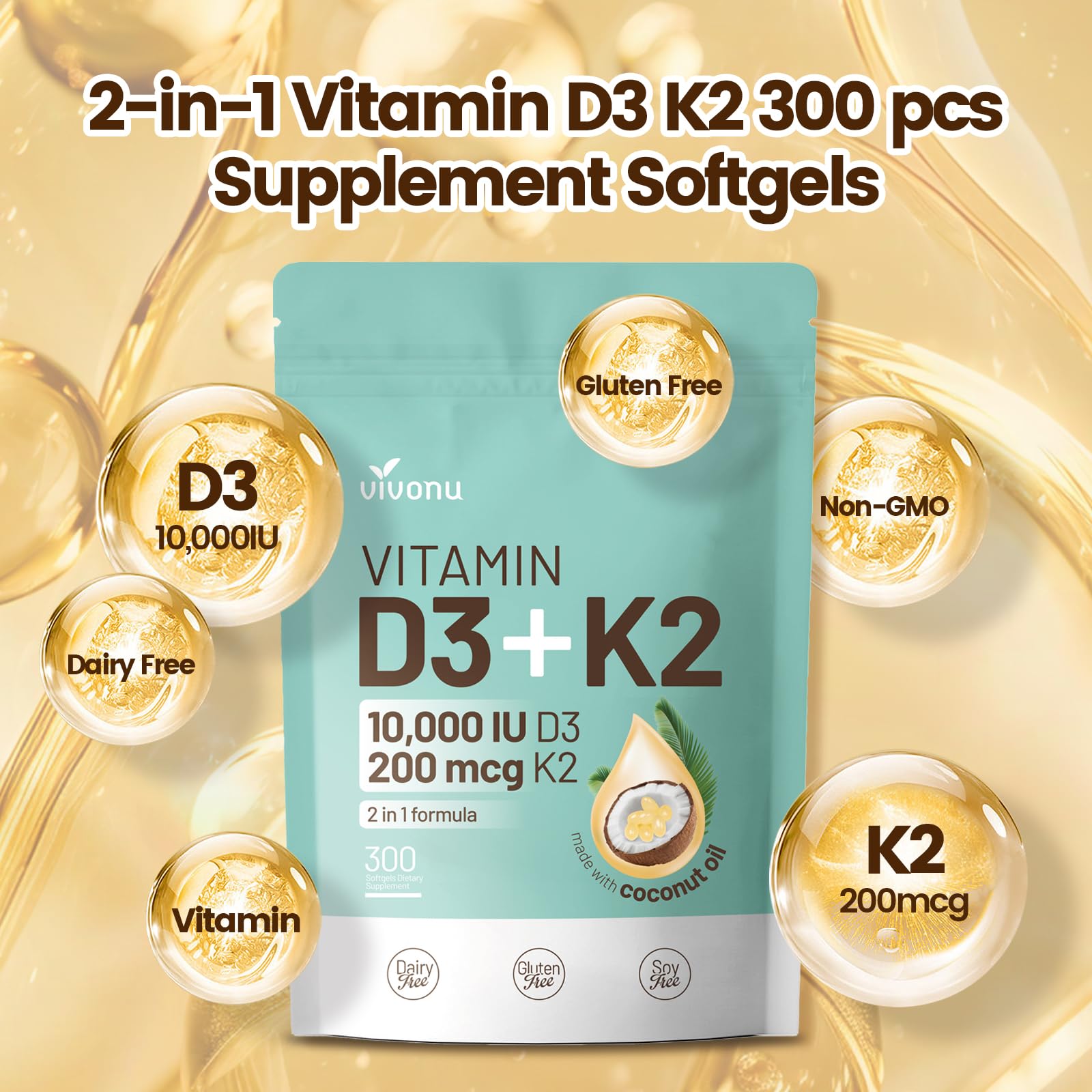 VivoNu etiqueta de ingredientes destacando D3 K2 y aceite MCT