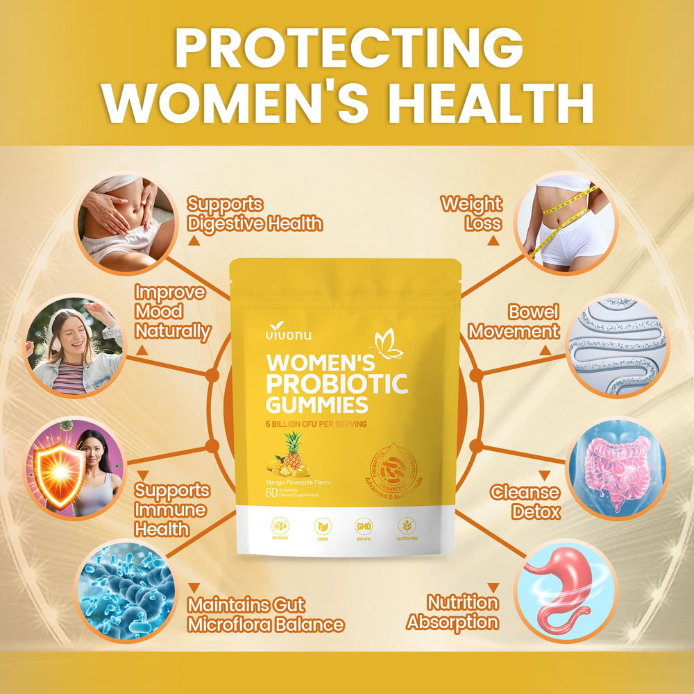 Gomitas VivoNu flora vaginal equilibrada con probióticos y pH.