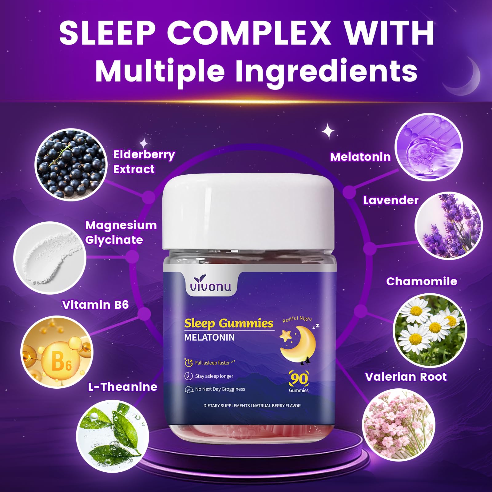 VivoNu gomitas melatonina sabor frambuesa, primer plano