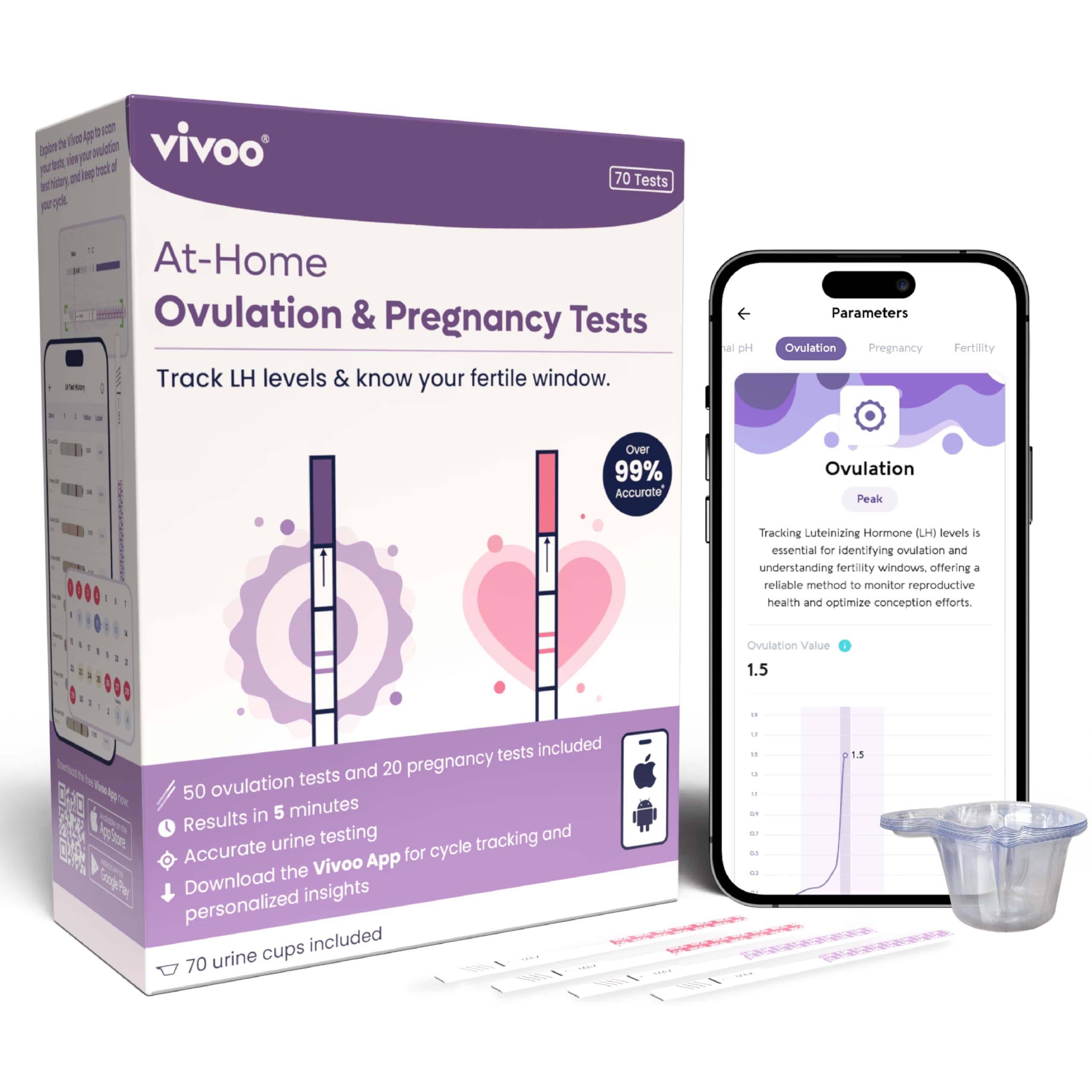 Vivoo tiras y vasos envasados individualmente para frescura y seguridad