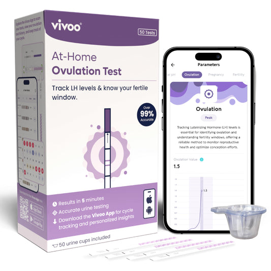 Vivoo empaque frontal mostrando 50 tiras y beneficios de seguimiento