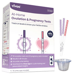 Vivoo empaque frontal del kit mostrando tiras y vasos, solución completa