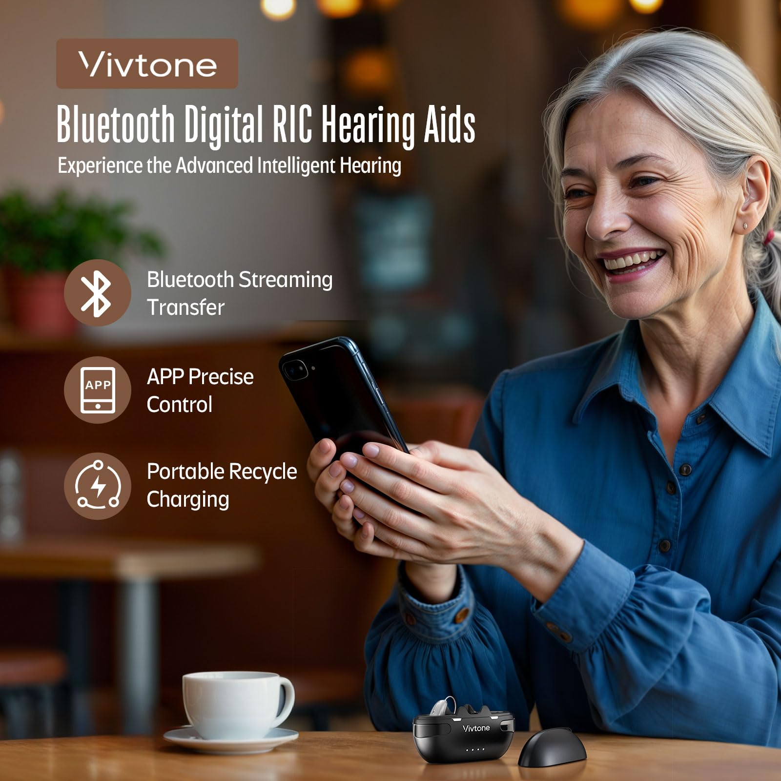 Vivtone Xpure primer plano del receptor para mejor claridad sonora