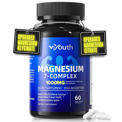 VIYOUTH caja frontal de Magnesium 7 Complex mostrando el envase y beneficios.