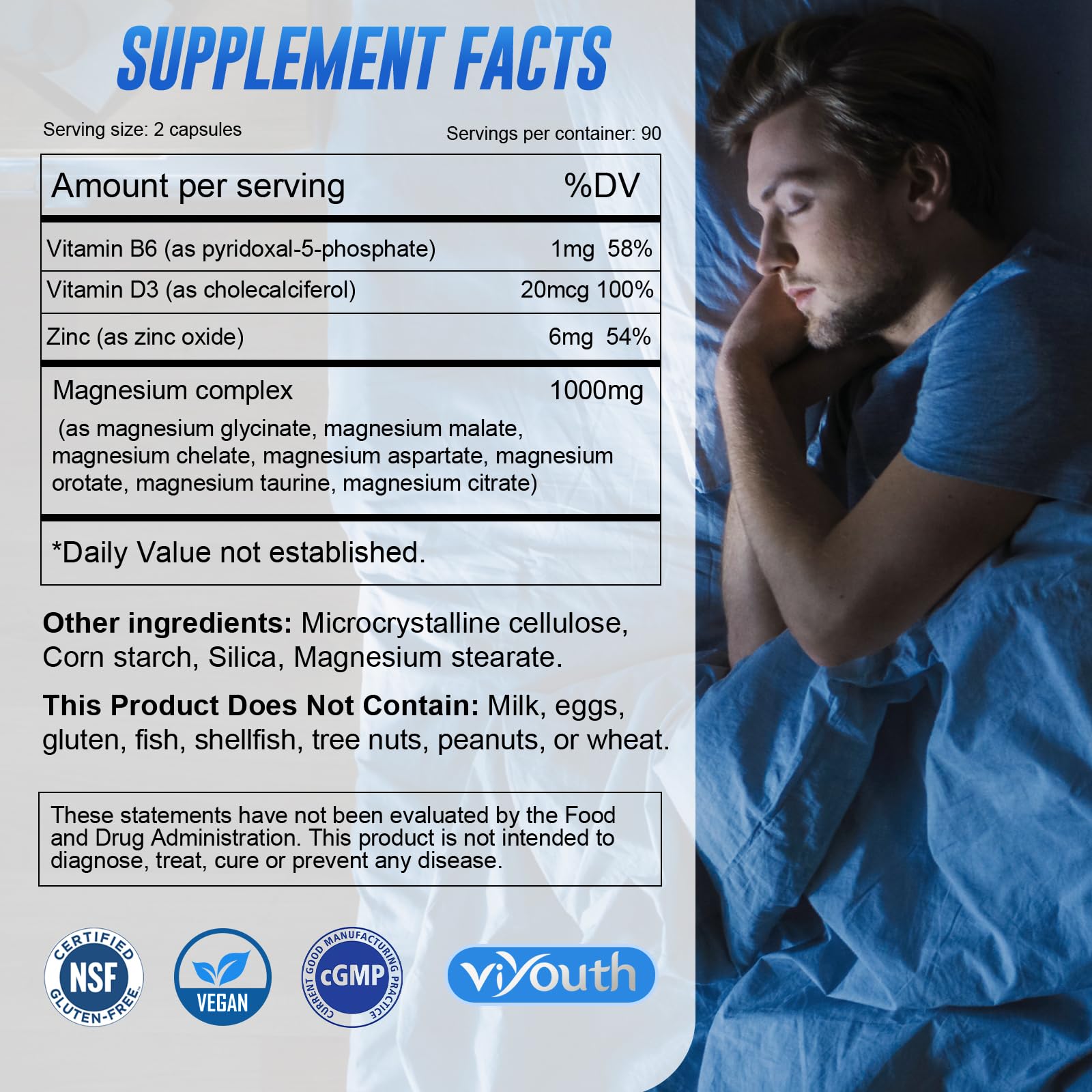 VIYOUTH cápsulas de Magnesium 7 detalle de textura y fácil de tragar