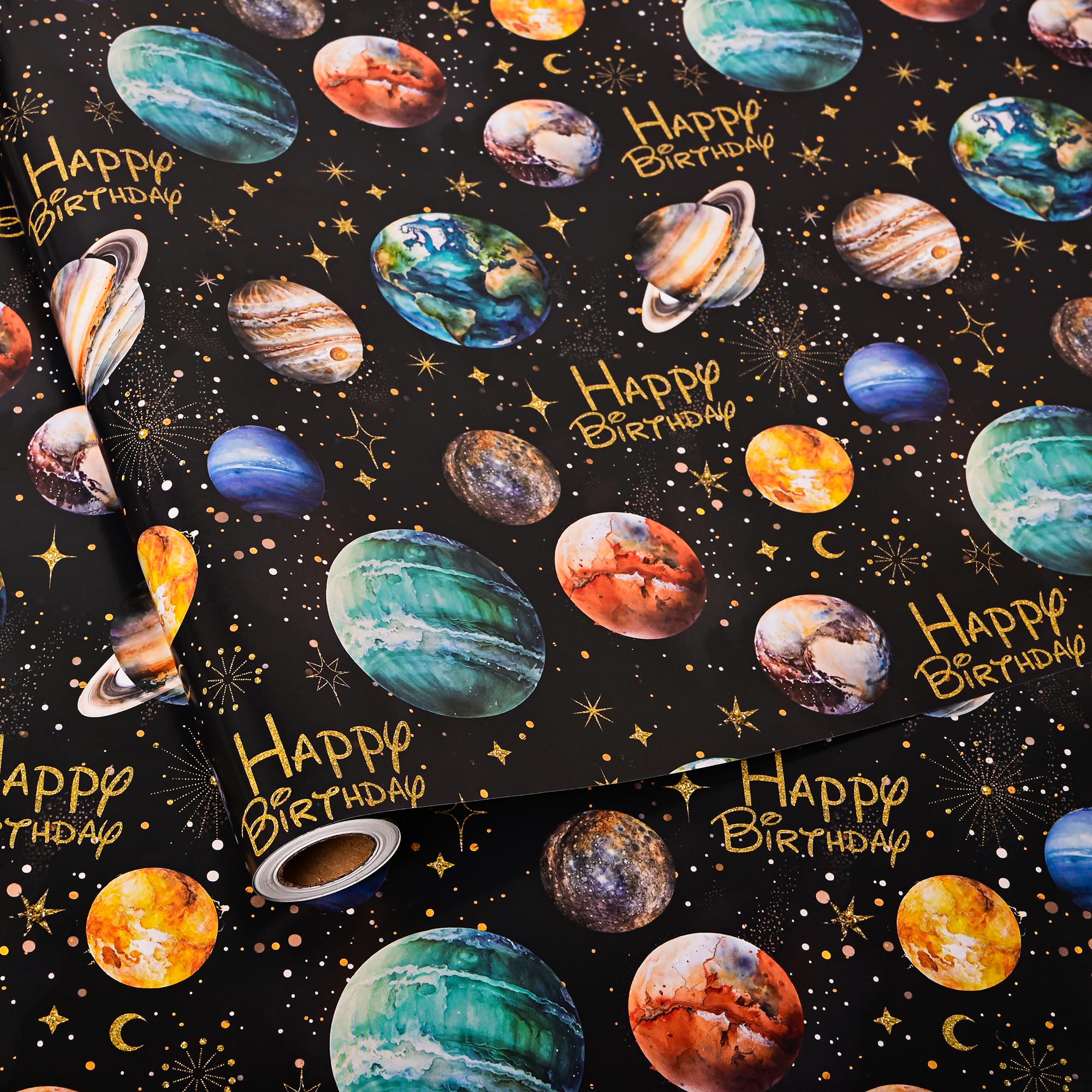 Vnaaem frontal del rollo con diseño de planetas, ideal para fiestas