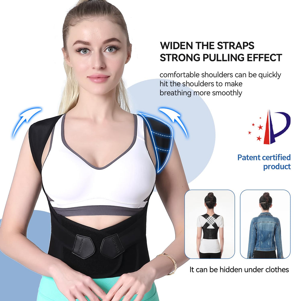 VOKOKOYA persona en oficina usando corrector para postura discreta