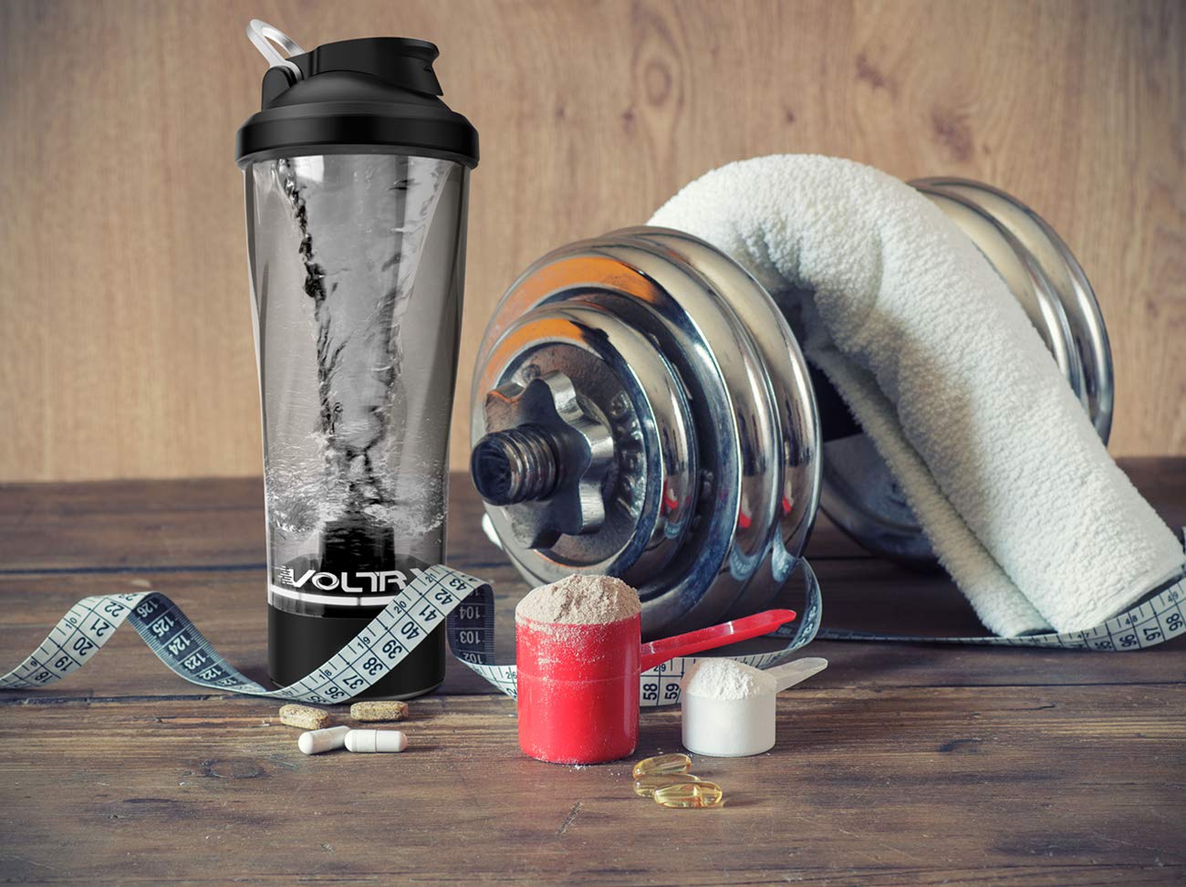 VOLTRX VortexBoost en uso en gimnasio para preparaciones rápidas postentreno