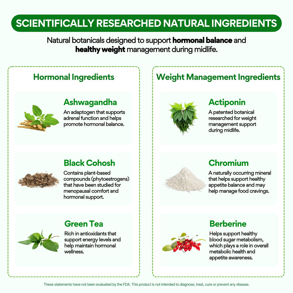 VoomVaya MenoSlim ingredientes botánicos para apoyo de apetito controlado
