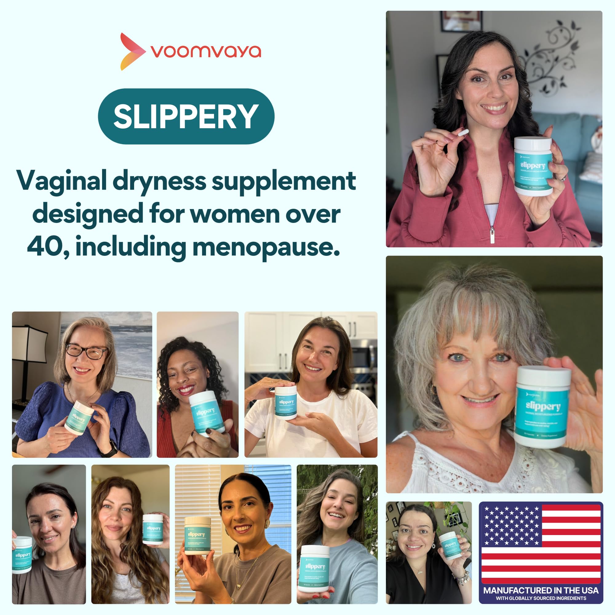 VoomVaya Slippery frasco con cápsulas apoyo práctico para hidratación