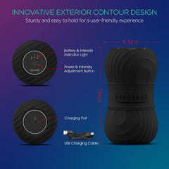 VOYOR-HEALTH cable USB y batería indicando carga portátil y larga duración