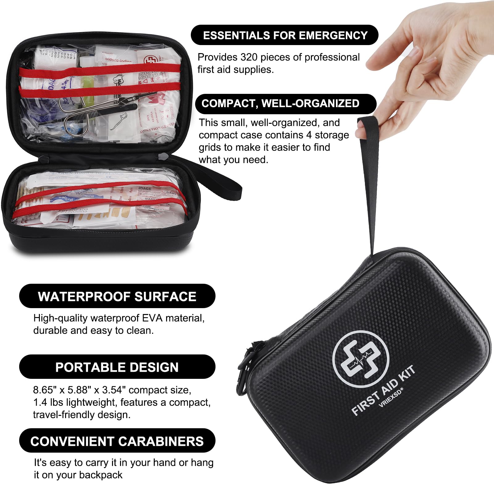 Vriexsd interior organizado con bolsillos para acceso rápido