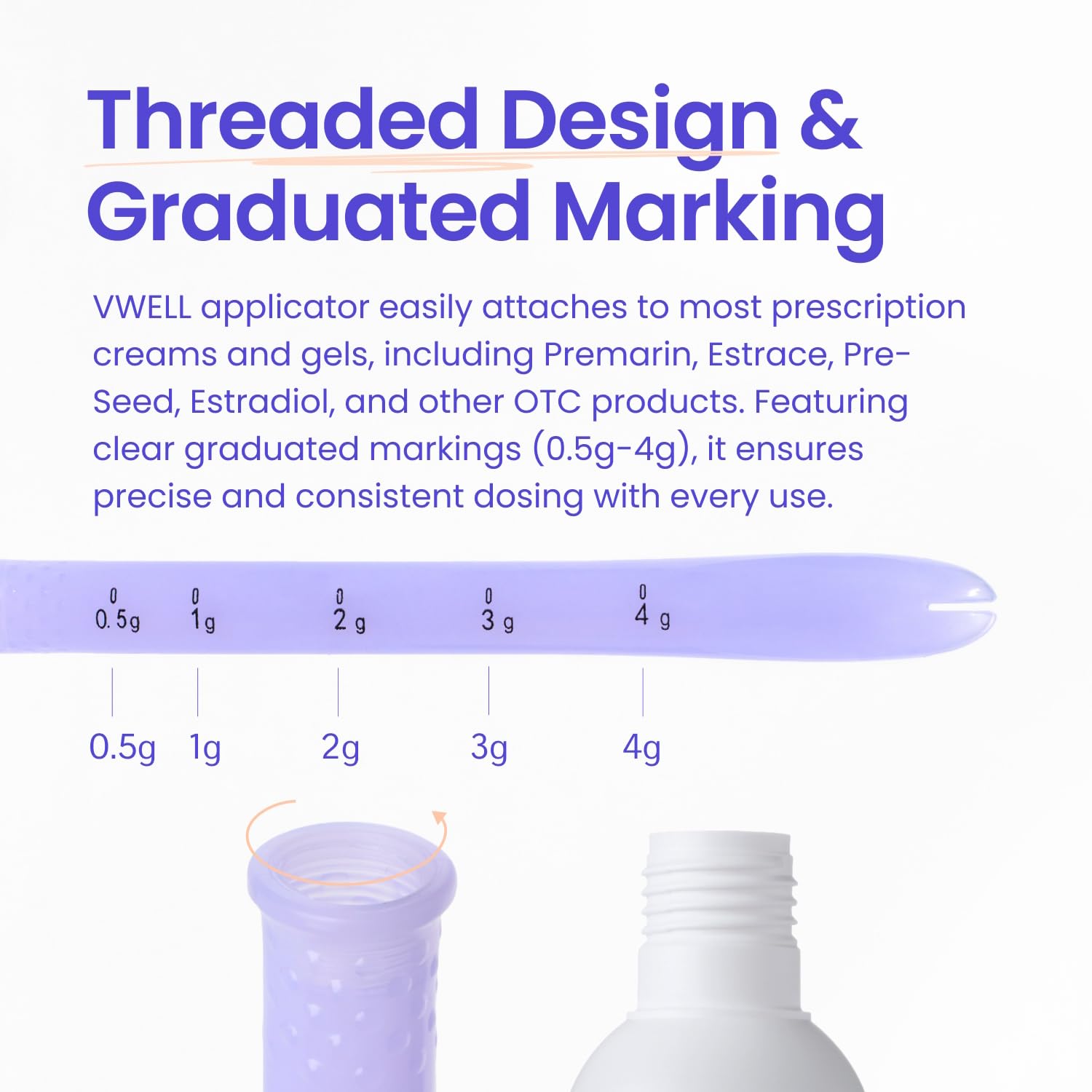 VWELL MaxComfort compatibilidad con tubos roscados para cremas y geles