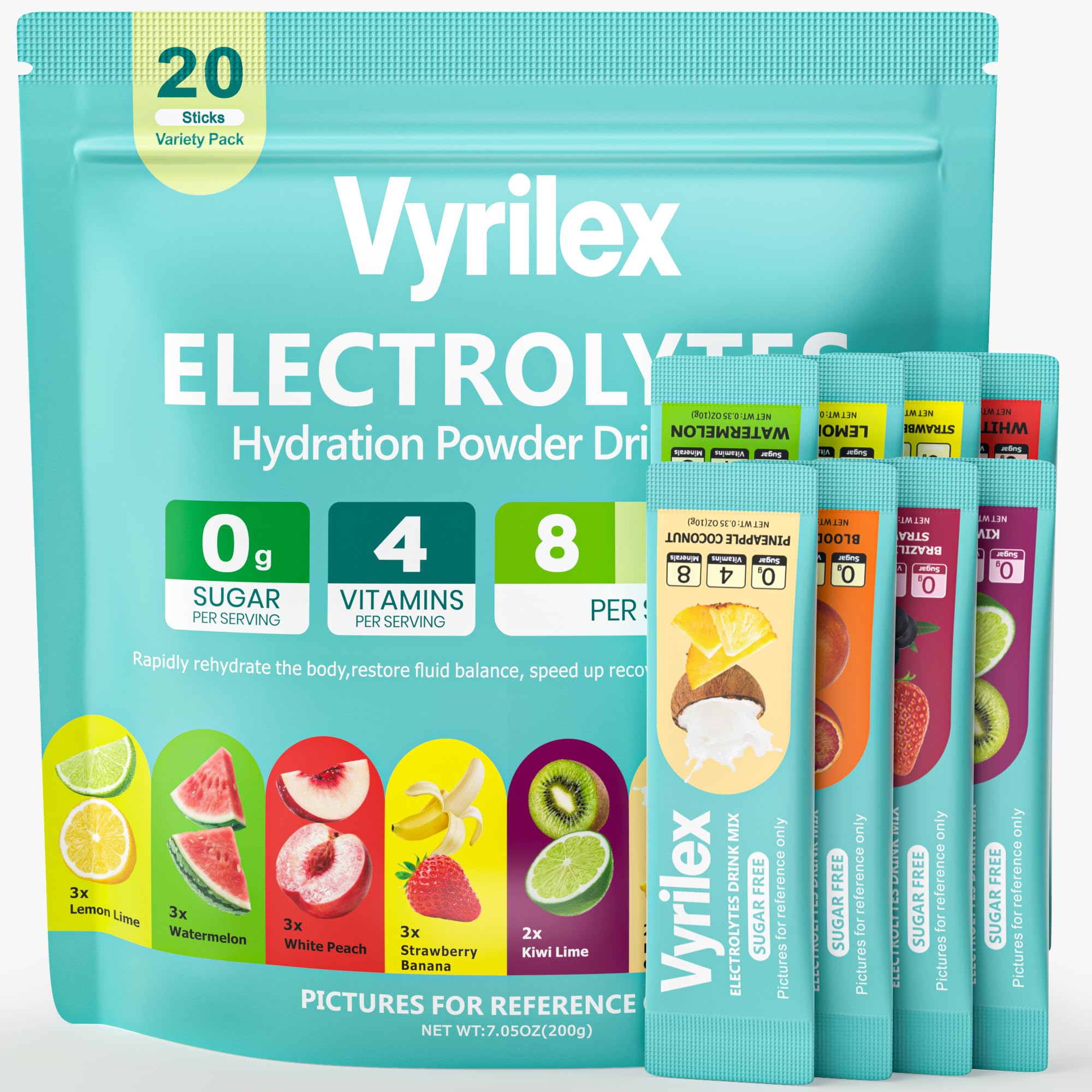 Vyrilex frente del pack mostrando 20 sobres y beneficios claros