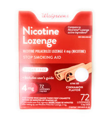 Walgreens empaque frontal 72 pastillas mostrando dosis y sabor canela, facilita planificación