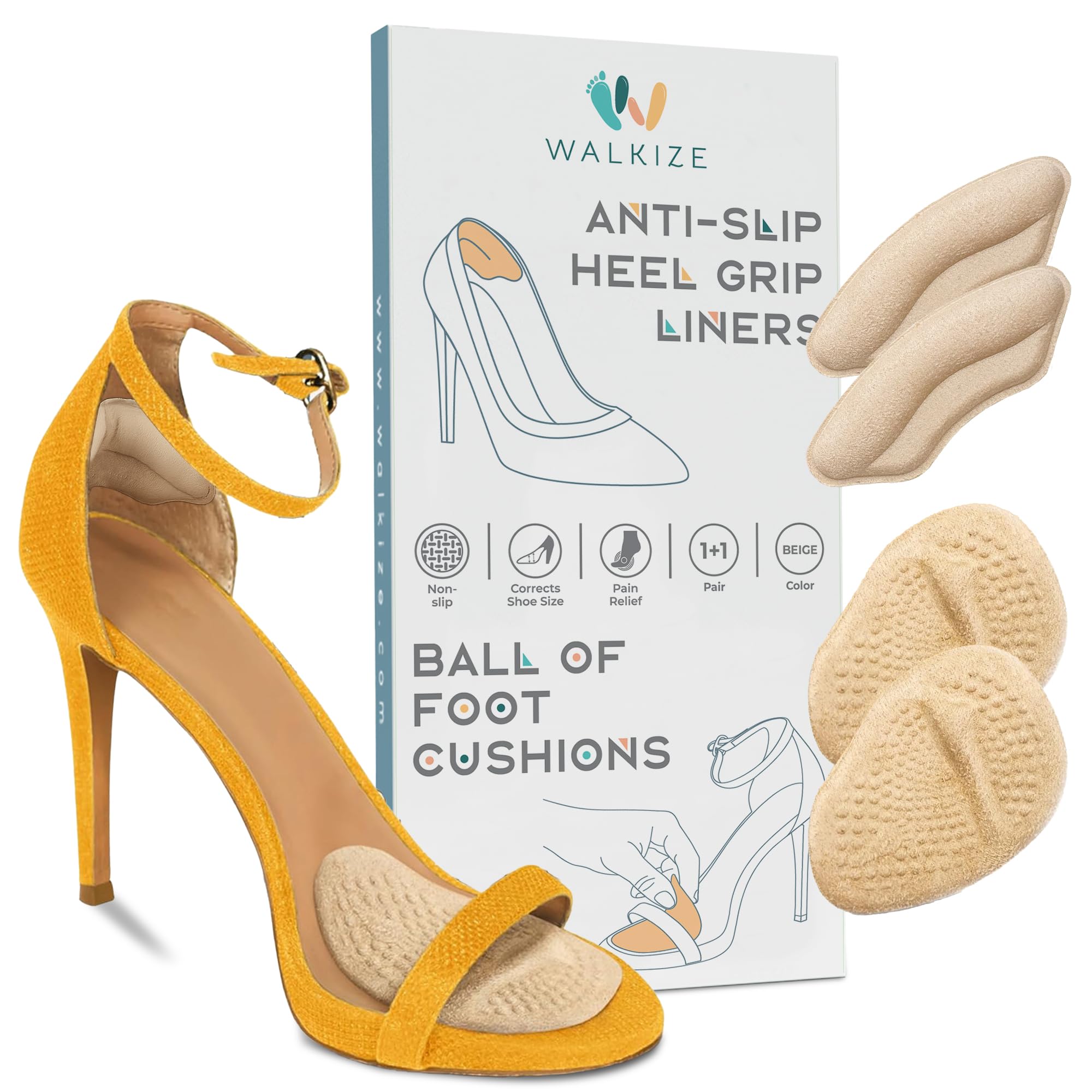 Walkize almohadilla metatarsal frontal mostrando soporte acolchado para confort inmediato