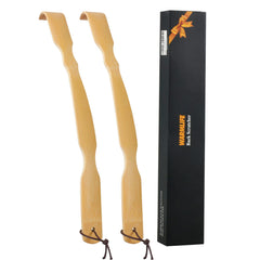 WARMLIFE raspador de espalda frontal mostrando diseño ergonómico y beneficio alcance