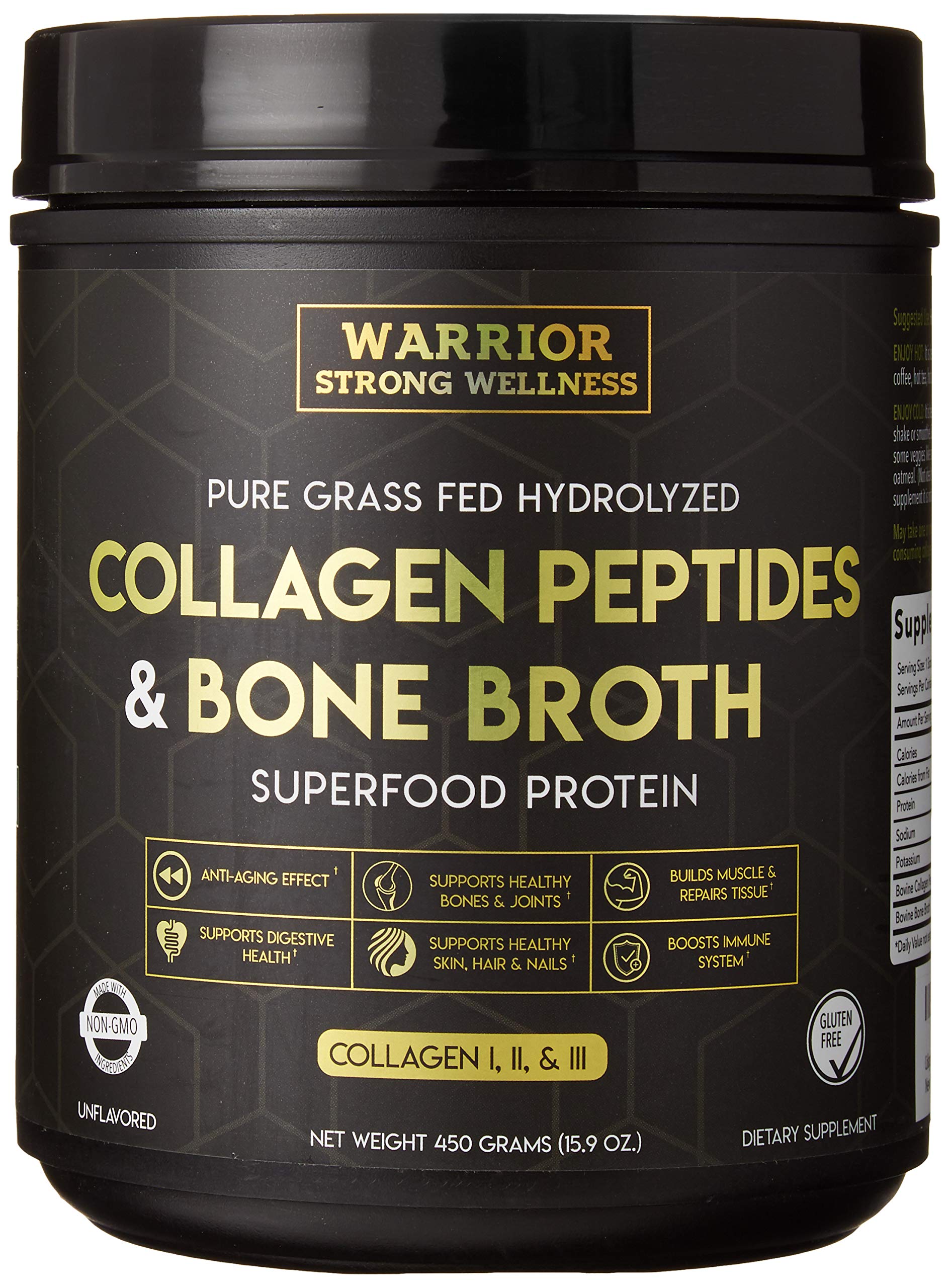 Warrior Strong Wellness envase frontal mostrando presentación premium y confianza