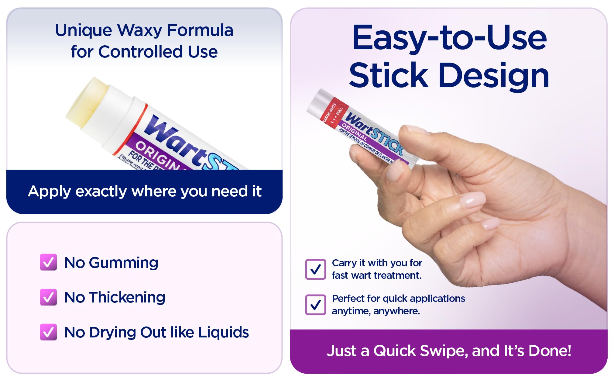 Comparación de tamaño WartStick en mano para mostrar portabilidad y múltiples aplicaciones