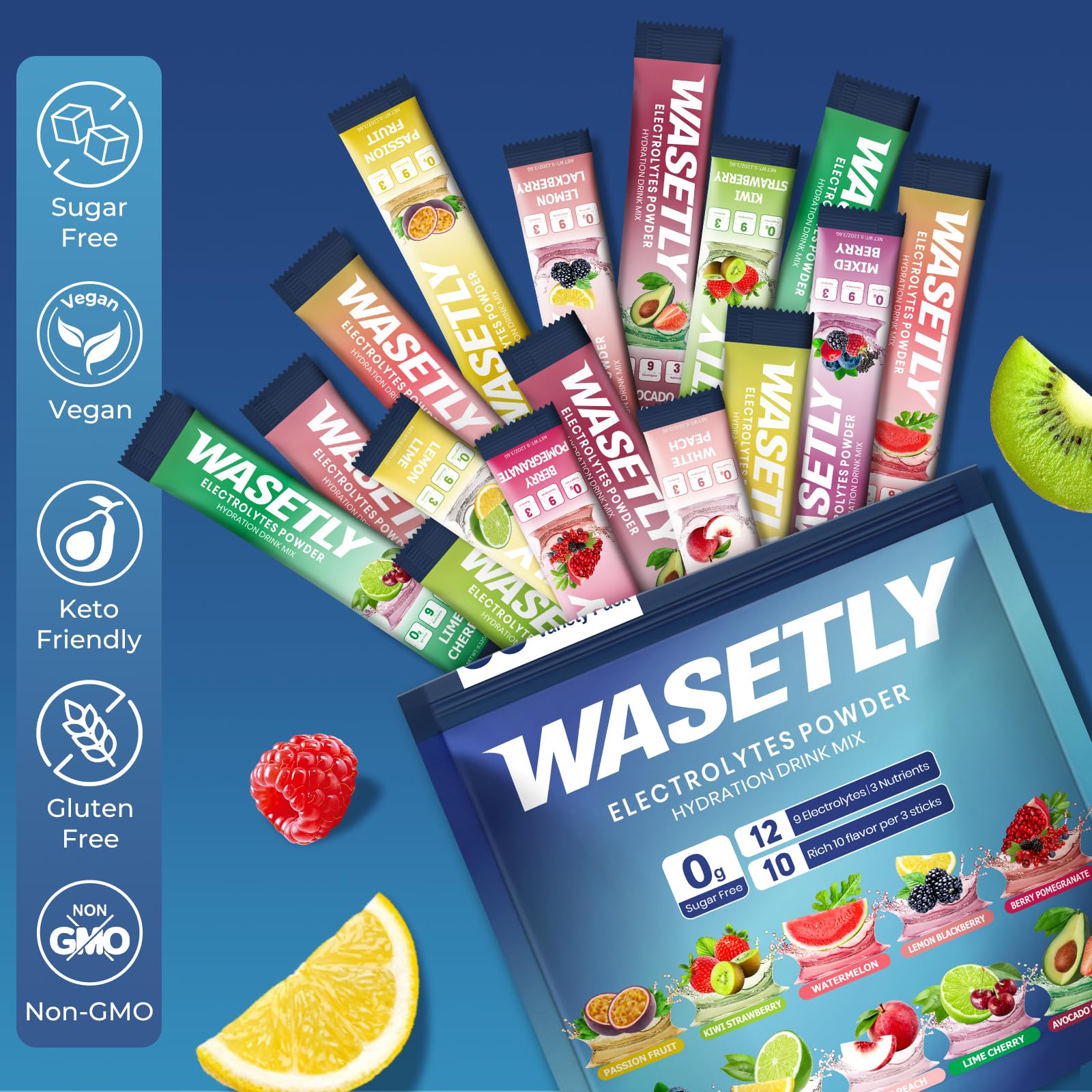 WASETLY botella con mezcla lista para beber ideal para hidratación instantánea