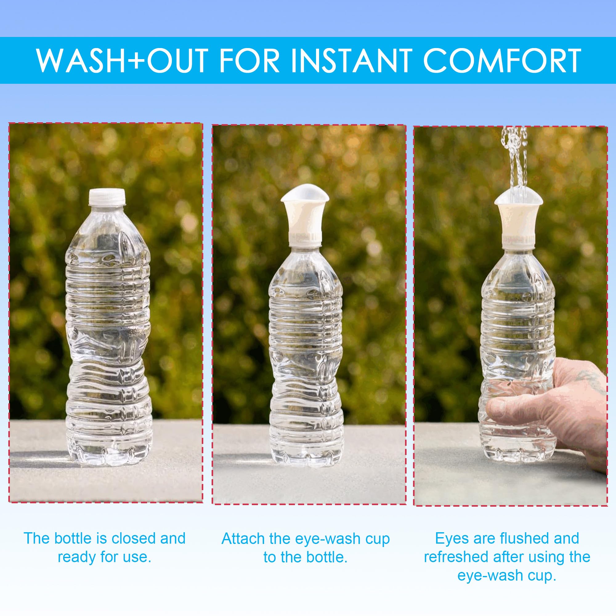 Wash+Out empaque de tres copas, ideal para guardar en botiquines o vehículos