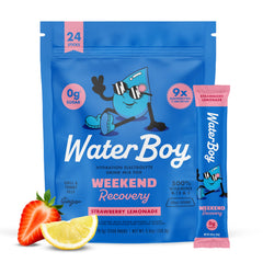 Waterboy empaque frontal fresa-limón mostrando envase y marca, fácil identificación