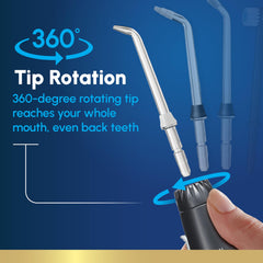 Detalle ergonómico del mango Waterpik Aquarius para mayor control y comodidad