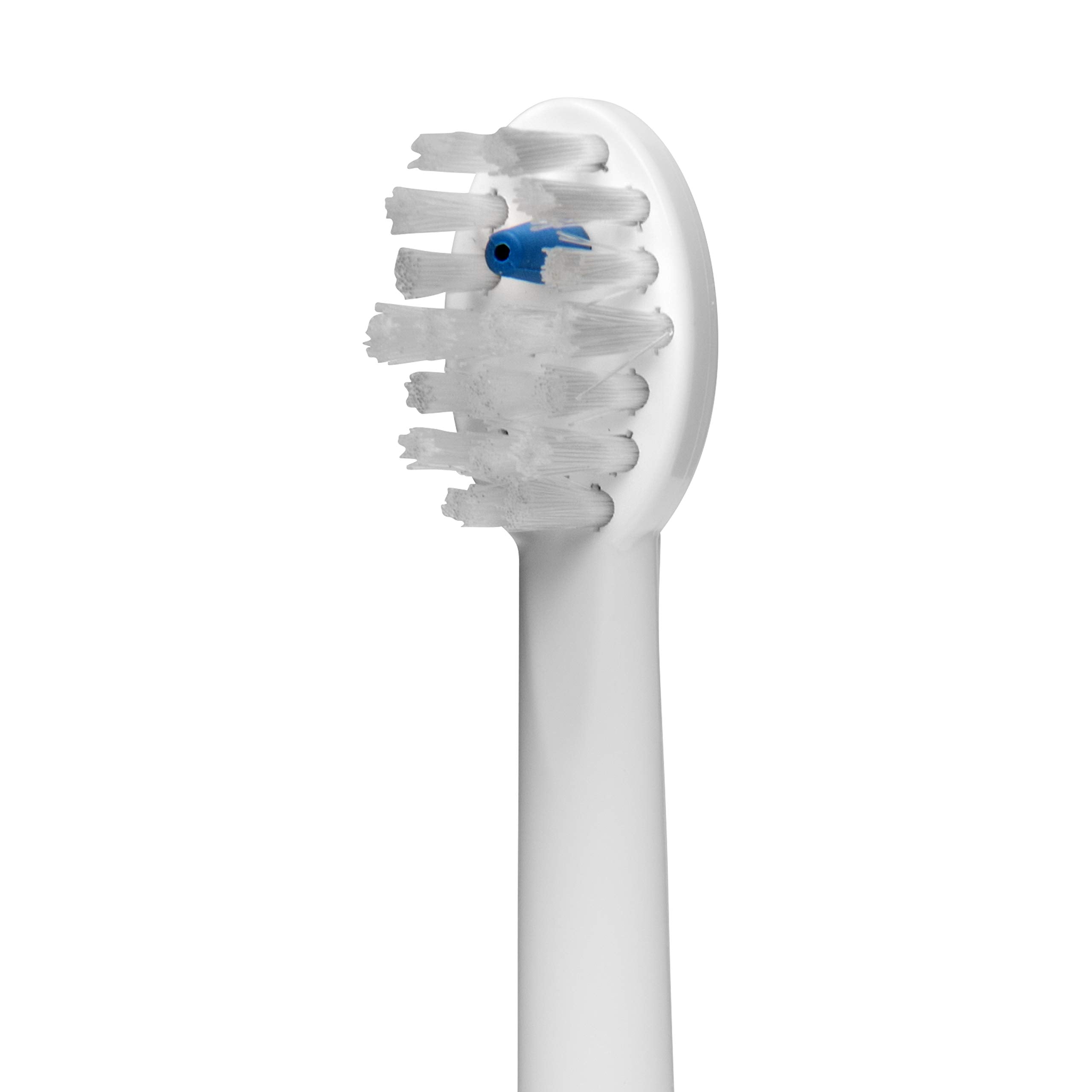 Cabezales Waterpik en uso con flujo de agua, beneficio: limpieza entre dientes