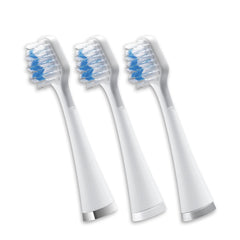 Waterpik vista frontal del paquete con tres cabezales, fácil identificación