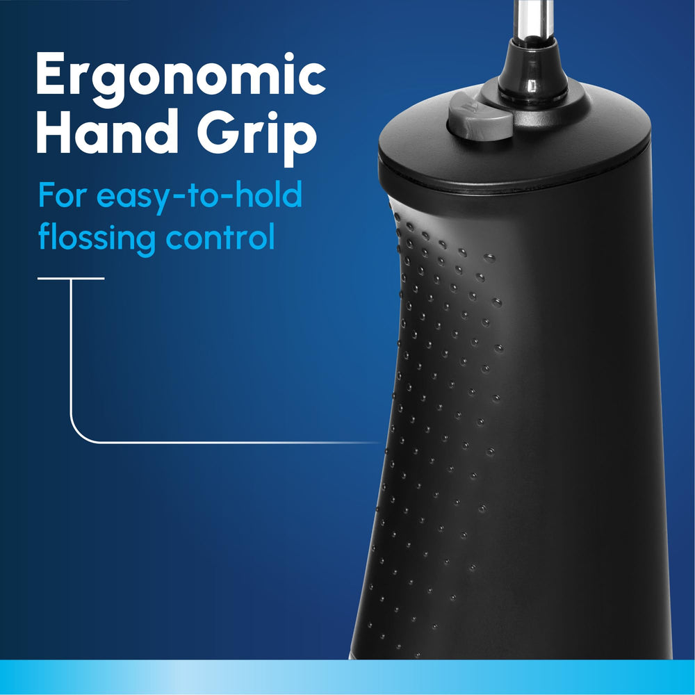 Waterpik tamaño comparado con cepillo para visualizar portabilidad