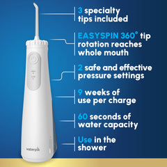 Waterpik Cordless Gem depósito removible abierto para rellenar y limpiar fácilmente
