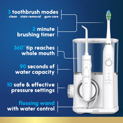 Waterpik reservorio del irrigador en primer plano para sesiones largas