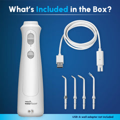 Waterpik en mano demostrando agarre ergonómico que mejora el control durante el uso