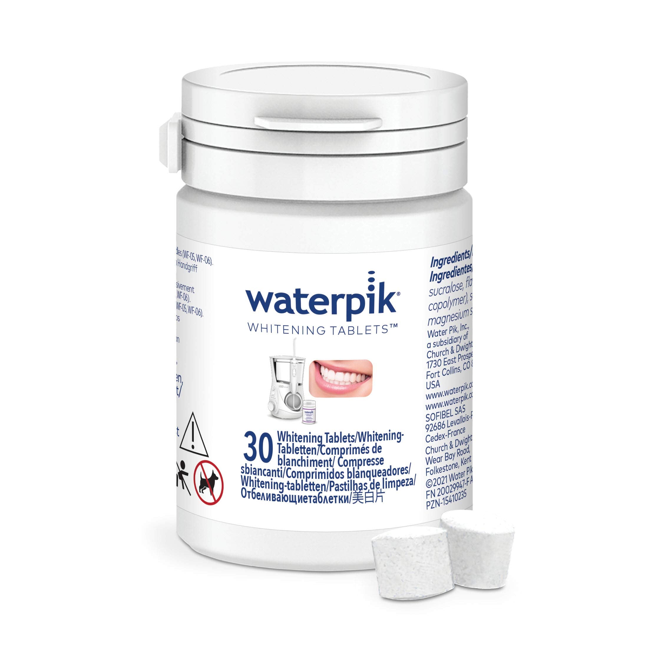 Waterpik envase frontal 30 tabletas con menta para recarga y frescura