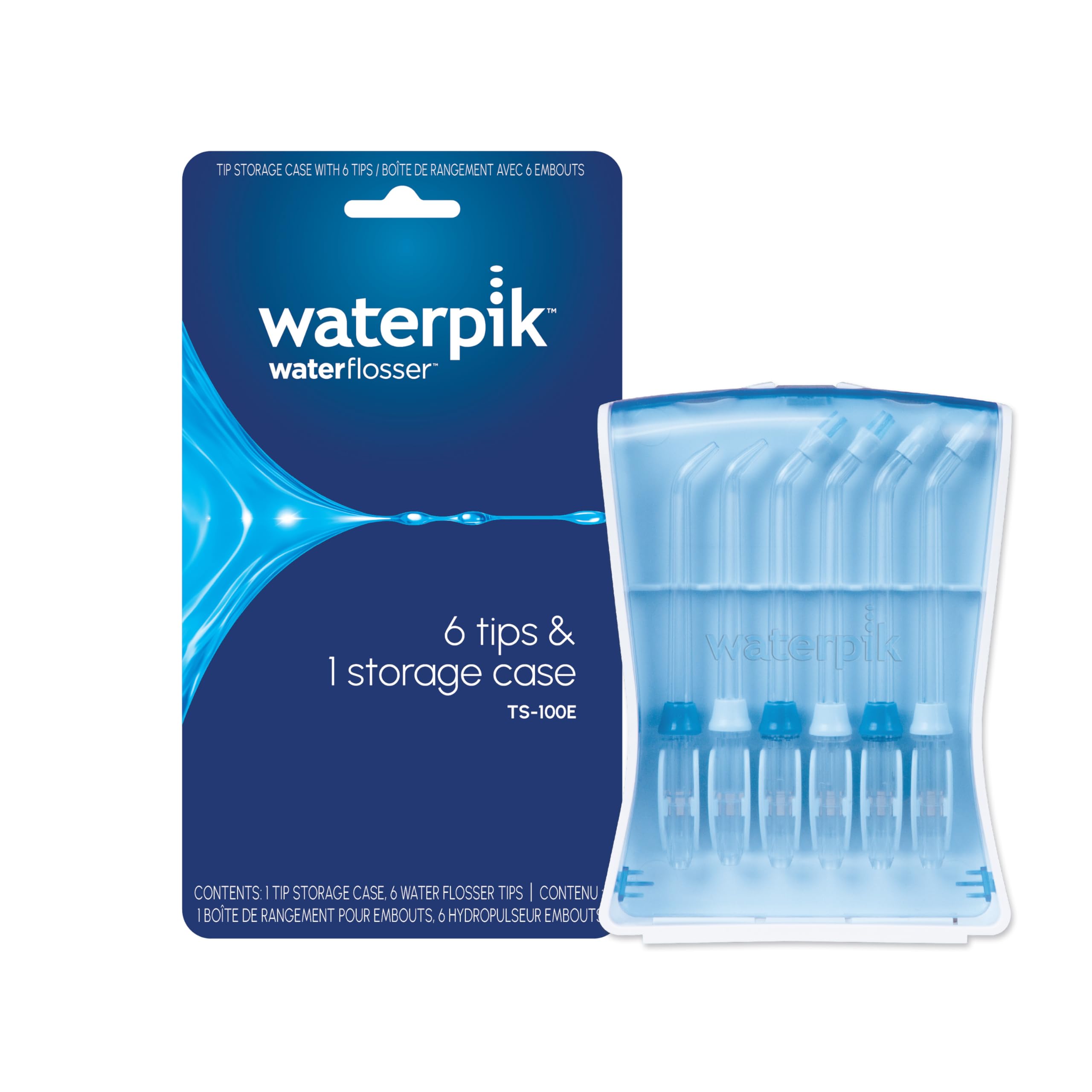 Waterpik frontal con estuche que facilita almacenamiento higiénico