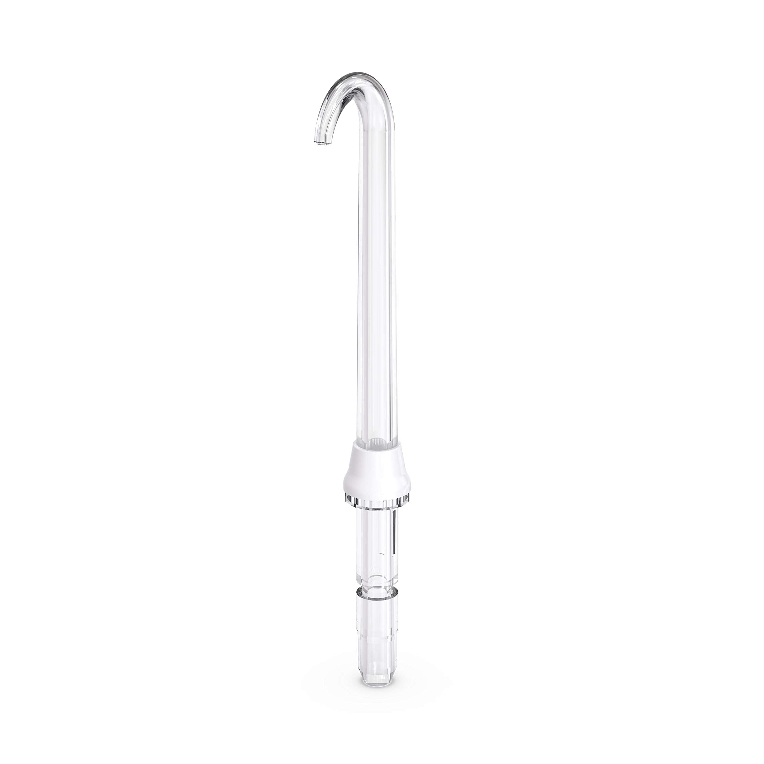 Waterpik punta en uso limpiando una prótesis, muestra eficacia en zonas difíciles