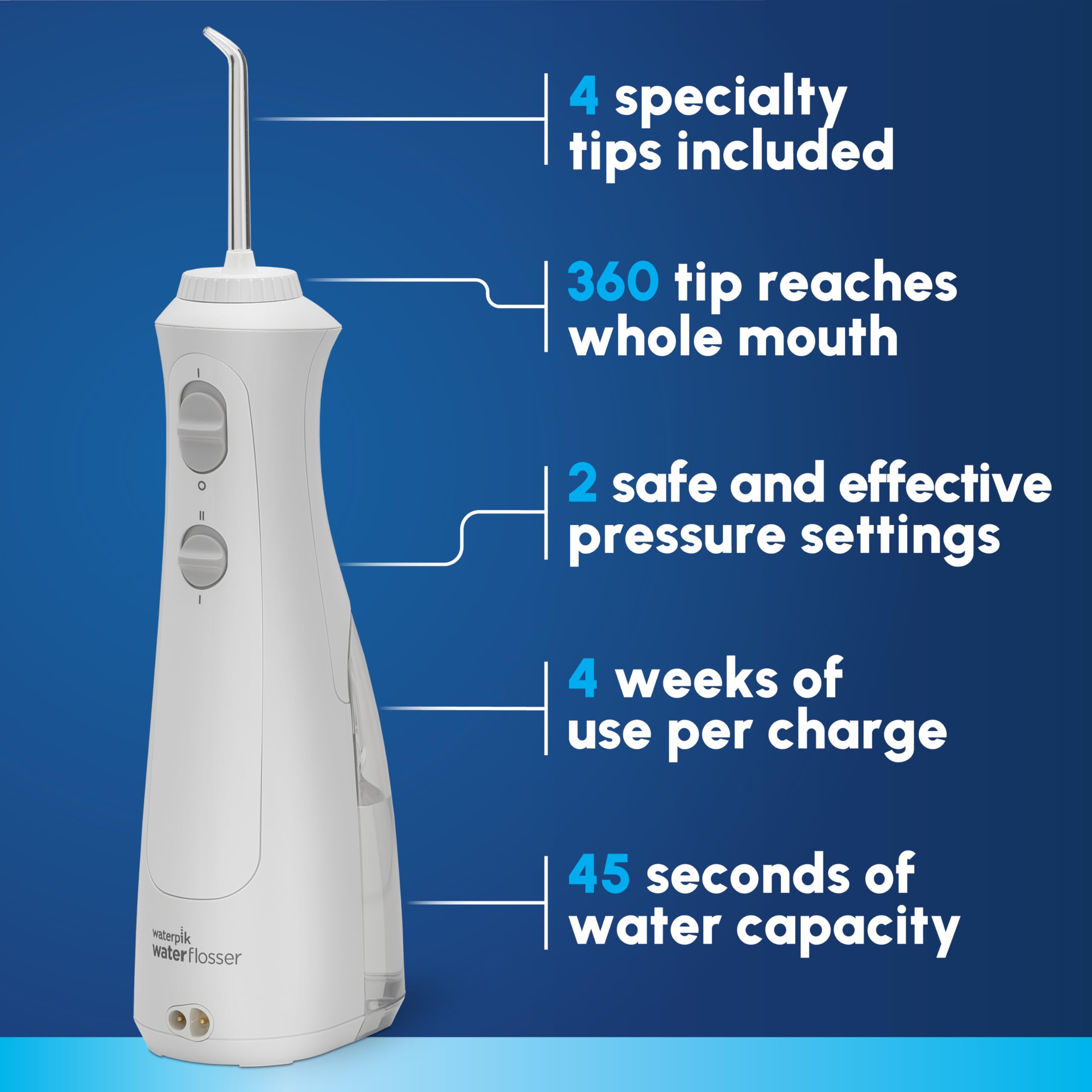 Waterpik detalle del reservorio extraíble que facilita el llenado y limpieza rápida