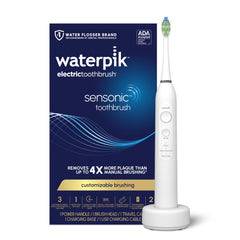 Waterpik Sensonic frontal mostrando diseño limpio y beneficio de limpieza profunda
