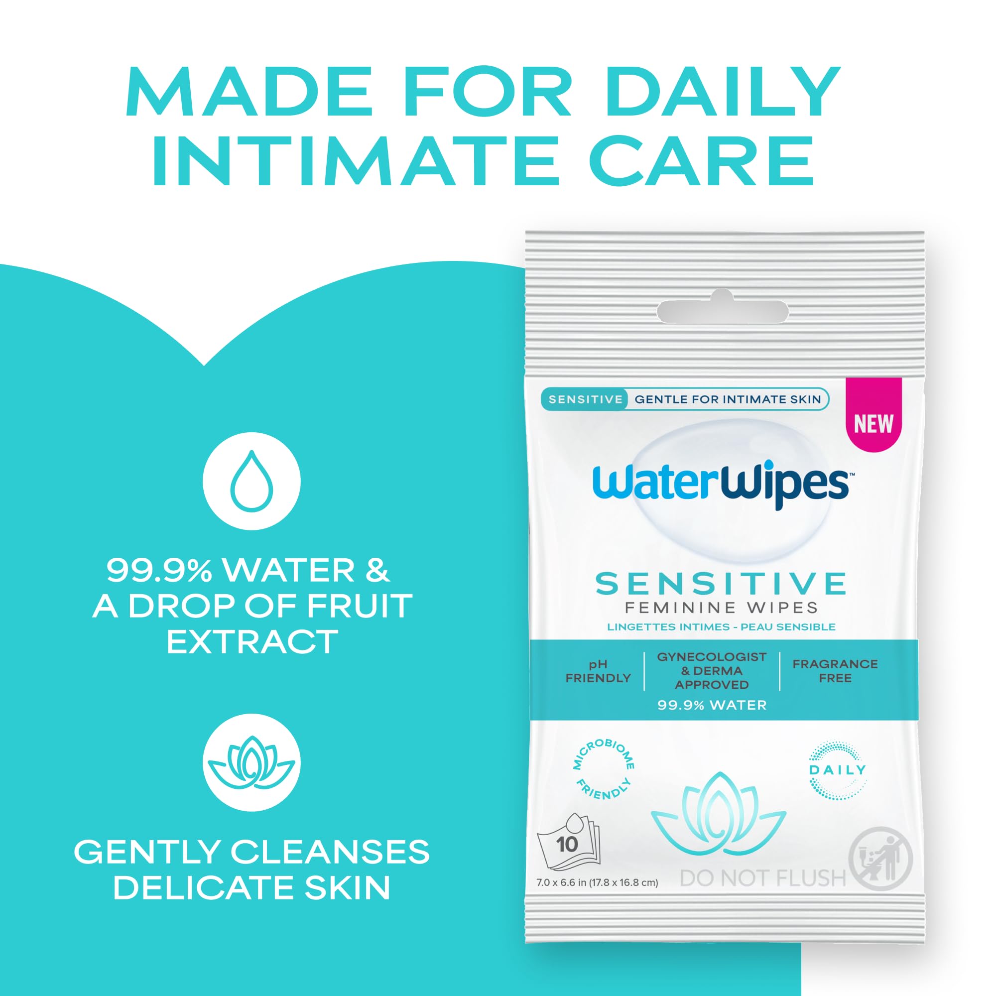 WaterWipes detalle de textura de la toallita, tacto delicado