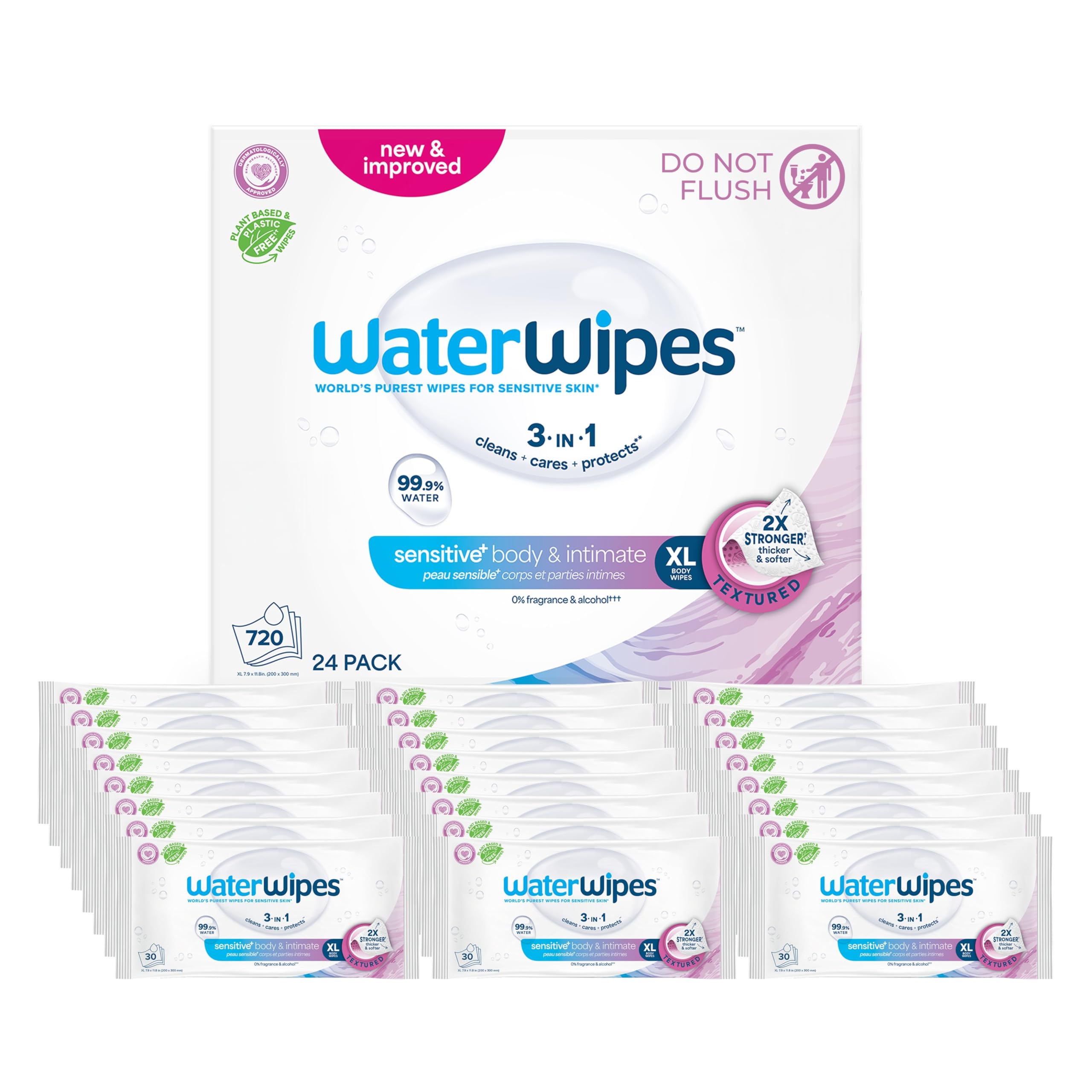 WaterWipes paquete frontal mostrando diseño y cantidad para compra clara