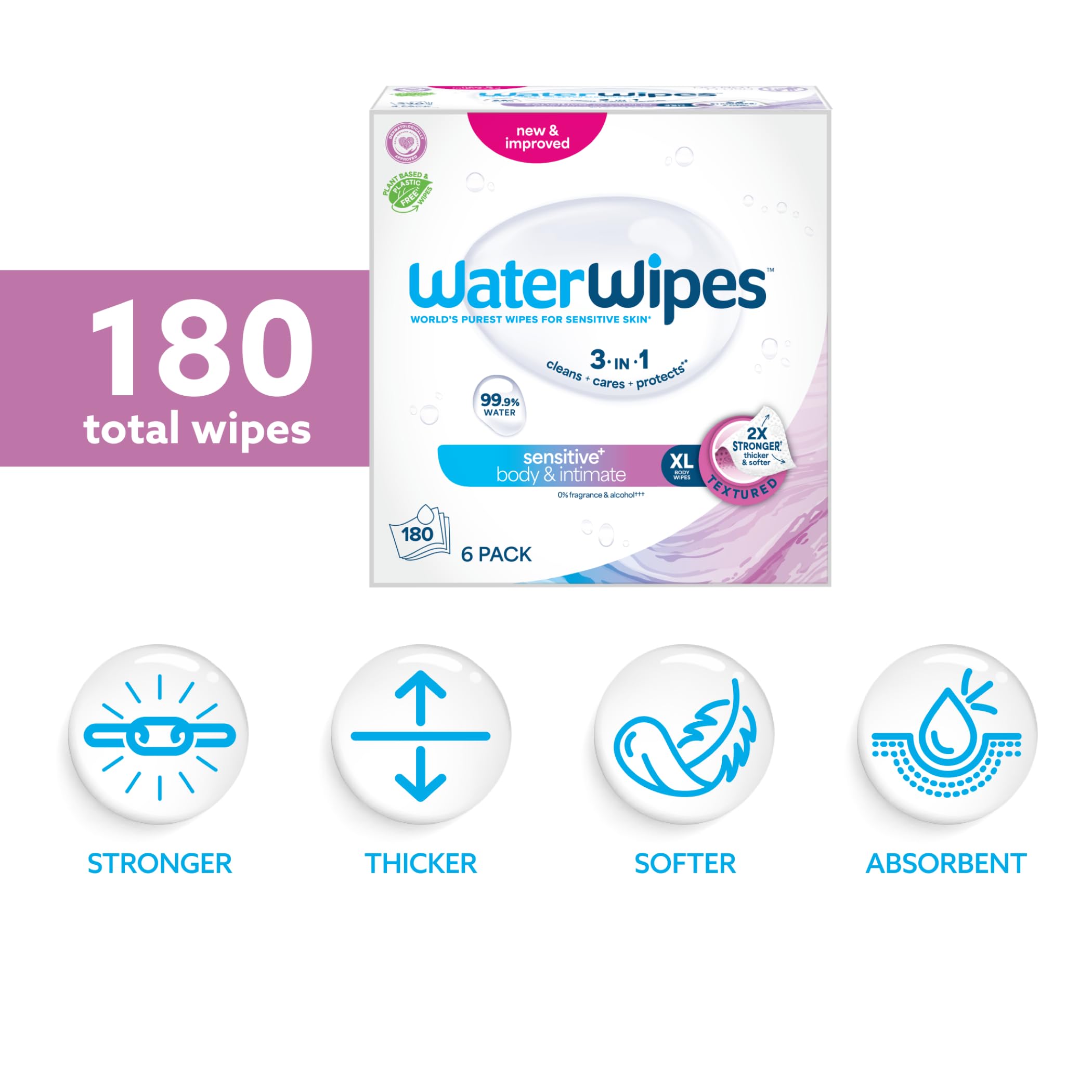 WaterWipes toallita extendida con textura, mayor cobertura y limpieza eficiente