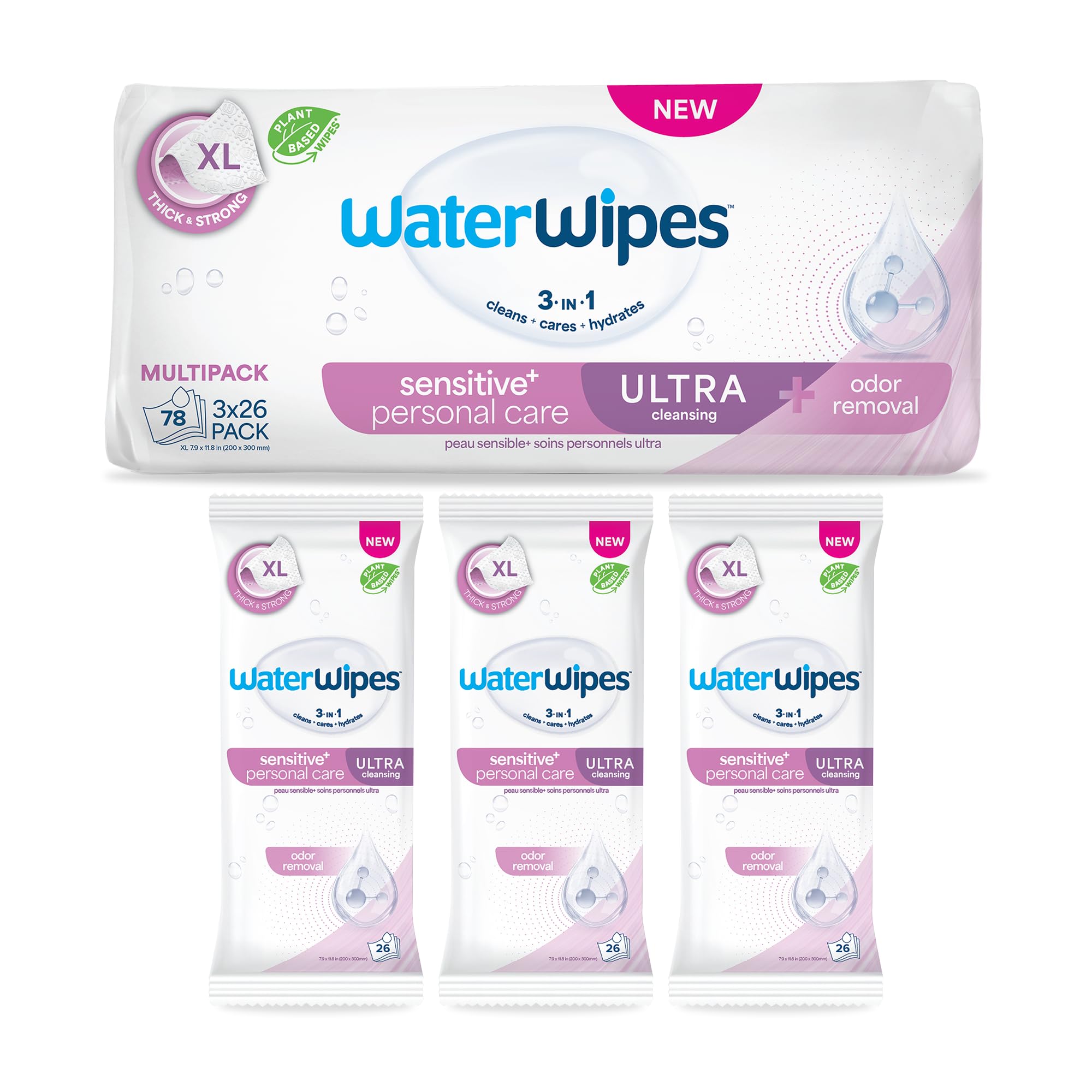 WaterWipes paquete frente mostrando diseño y cantidad para identificación rápida