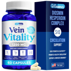 We Like Vitamins botella frontal mostrando etiqueta y beneficio circulatorio